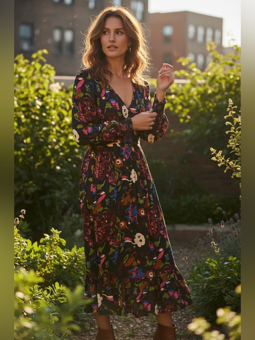 Cleobella Juliette Floral maxi Dress Bohemian Modern Boho Maximalist Vibrant SM